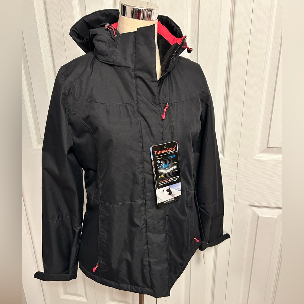 ZeroXposur Women's Small Black Winter Jacket Hood Neck Warmer  NWT THERMOCLOUD